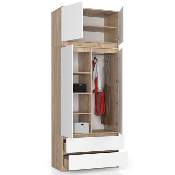 OVERSKAB TIL SKAB S90 2D 2SK CLP SONOMA / HVID