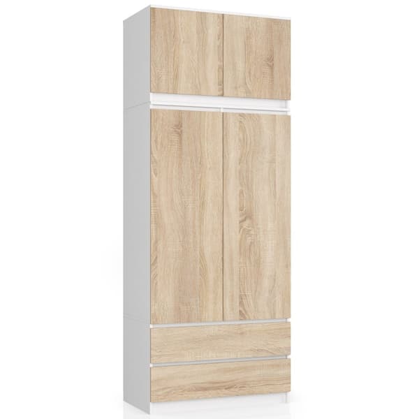 Skuffe til skab S 90 cm - hvid - sonoma eg - 2 døre