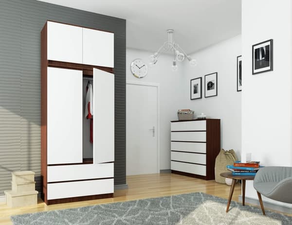 Skabstillæg S 90 cm - wenge-hvid - 2 døre