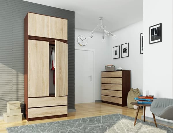 Skuffe til skab S 90 cm - wenge-douglas sonoma - 2 døre