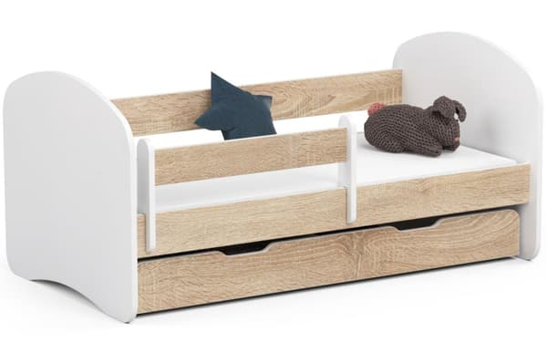 Børneseng SMILE 140x70 Dæmpet Sonoma + Madras