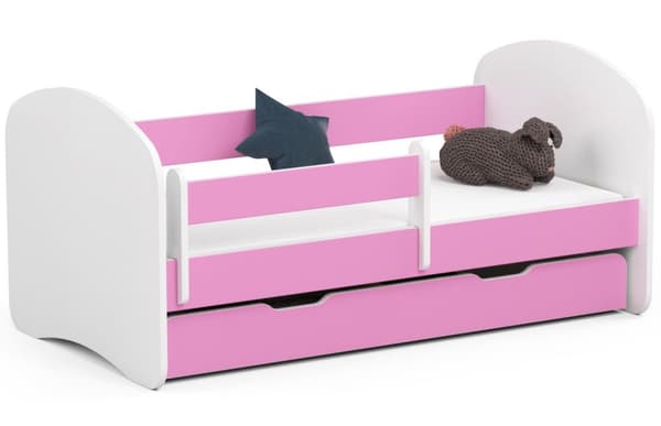 Barnsäng SMILE 140x70 Rosa + Madrass