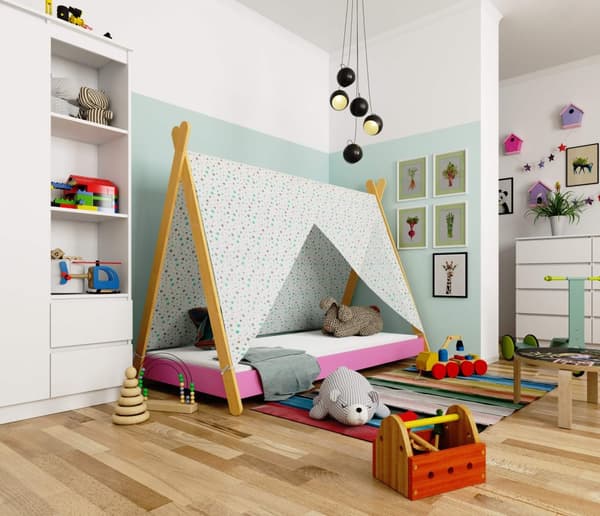 Lasten sänky 160x80 GEM patjalla, vaaleanpunainen