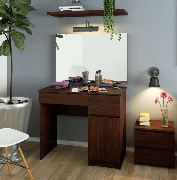 Toiletbord med spejl CLP P-2/SL 900x600 HØJRE WENGE