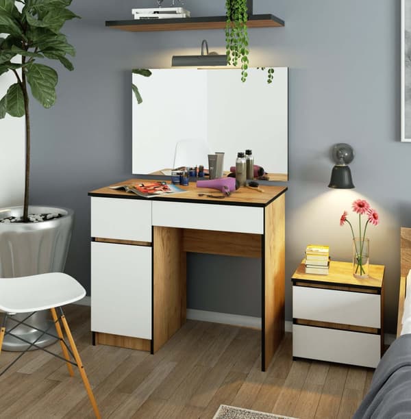 Toiletbord med spejl CLP P-2/SL 900x600 VENSTRE DĄB CRAFT / HVID