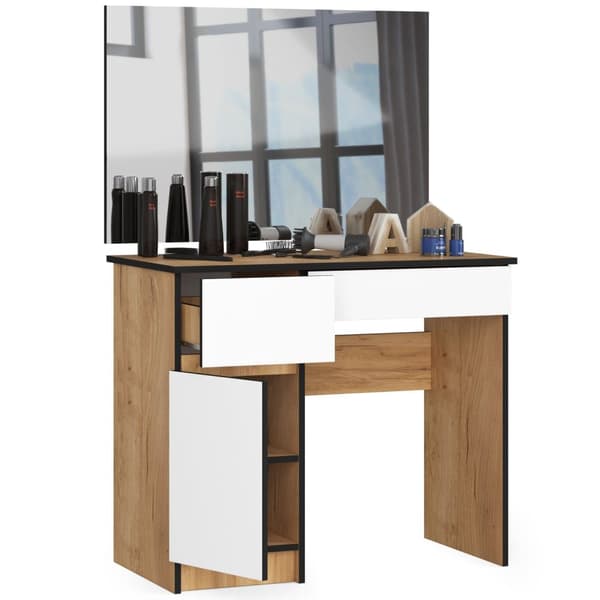 Toiletbord med spejl CLP P-2/SL 900x600 VENSTRE DĄB CRAFT / HVID