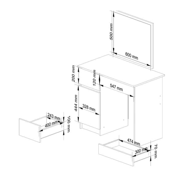 Toiletbord med spejl CLP P-2/SL VENSTRE DÆK CRAFT / HVID