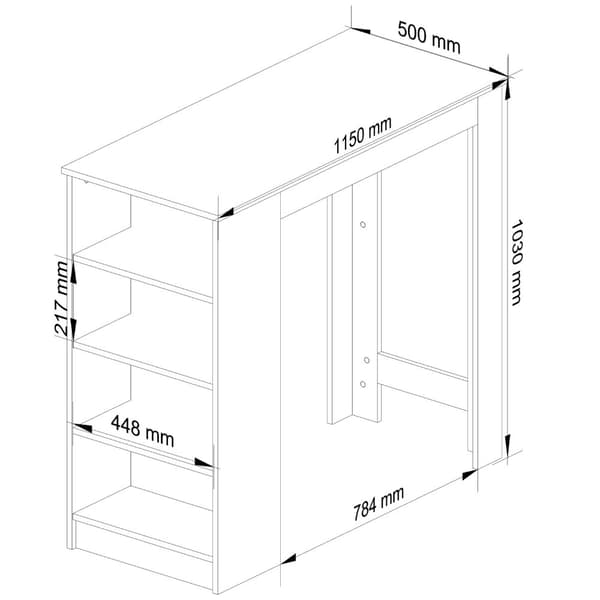 Barbord under barstol 115cm Hvid / Sonoma Eg