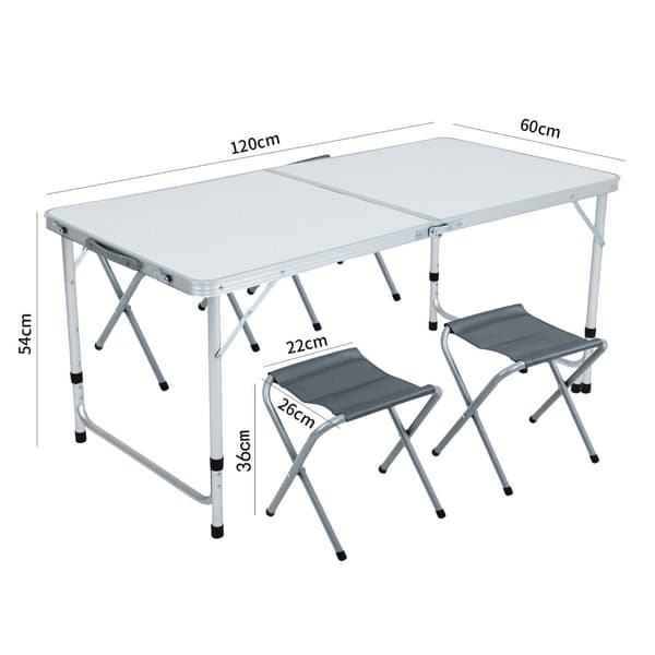 AGIS camping sæt bord + 4 stole Hvid
