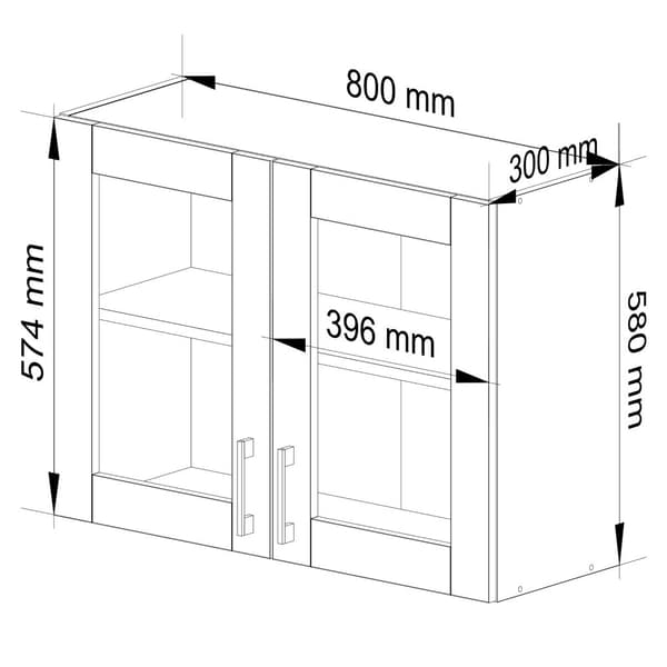 Skab LIMA Vitrine W80 H580 HVID/DÆK SONOMA