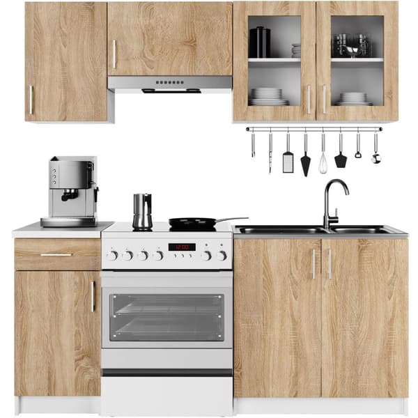 Skab LIMA Vitrine W80 H580 HVID/DÆK SONOMA