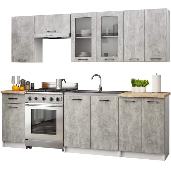 Skab OLIWIA Vitrine W80 H720 HVID / BETON