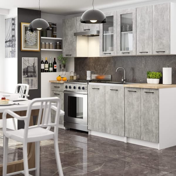 Skab OLIWIA Vitrine W80 H720 HVID / BETON