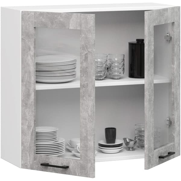 Skab OLIWIA Vitrine W80 H720 HVID / BETON