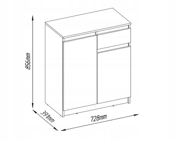 Kommode 2d 1s til soveværelse, garderobe, stue, hvid