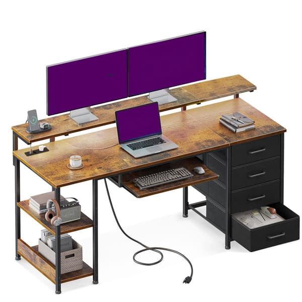 Kirjoituspöytä USB/AC Ruskea 140cm
