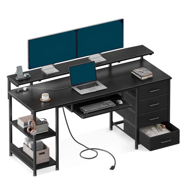 Kirjoituspöytä USB/AC Musta 140cm
