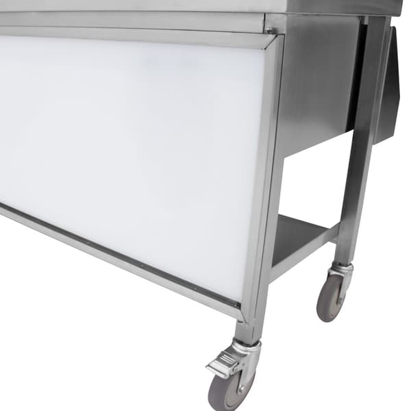 Mobil barstation i rustfrit stål | 150cm(B)​x 55cm(D) x 117,2cm(H) | 62L isbeholder, indbygget vask, magnetisk tavle og opbevaring | Perfekt til barer
