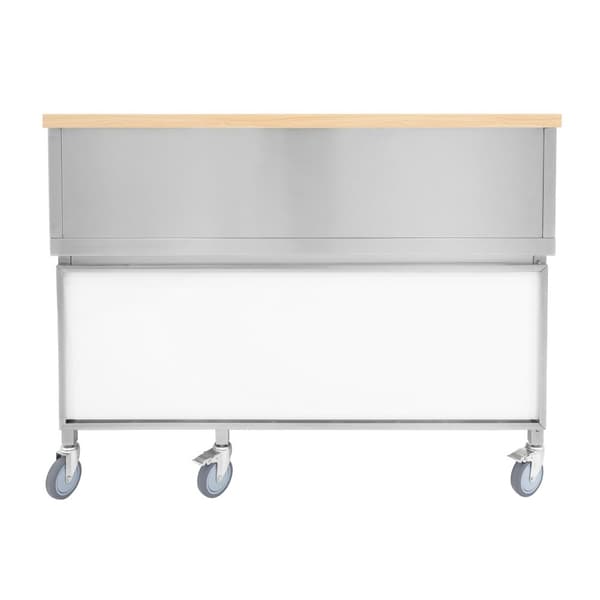 Mobil barstation i rustfrit stål | 150cm(B)​x 55cm(D) x 117,2cm(H) | 62L isbeholder, indbygget vask, magnetisk tavle og opbevaring | Perfekt til barer
