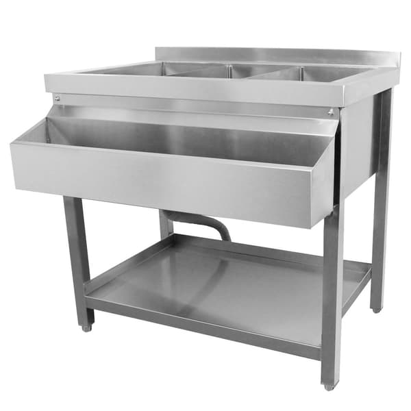 Cocktailstationer: Modulär enhet eller set med isbrunn och arbetsstation | Rostfritt stål | Alternativ med Tap and Speed ​​​​Rail | Stänkskydd | Juste