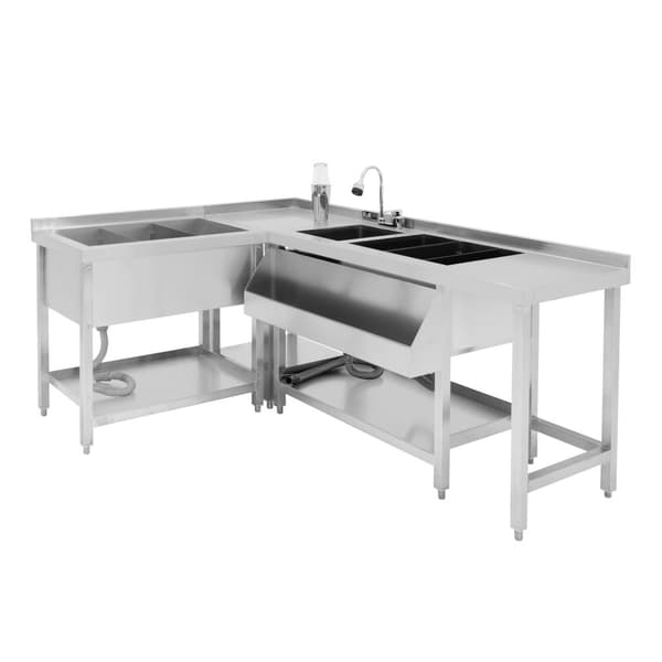 Cocktailstationer: Modulär enhet eller set med isbrunn och arbetsstation | Rostfritt stål | Alternativ med Tap and Speed ​​​​Rail | Stänkskydd | Juste