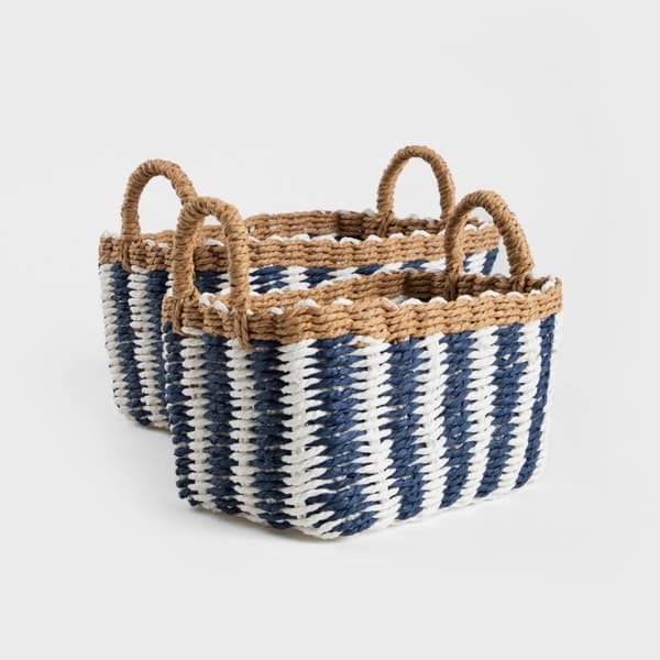 SENAR vävd förvaringskorg, blå, 2 st 28x19x15/22 cm / 25×16×14/21 cm