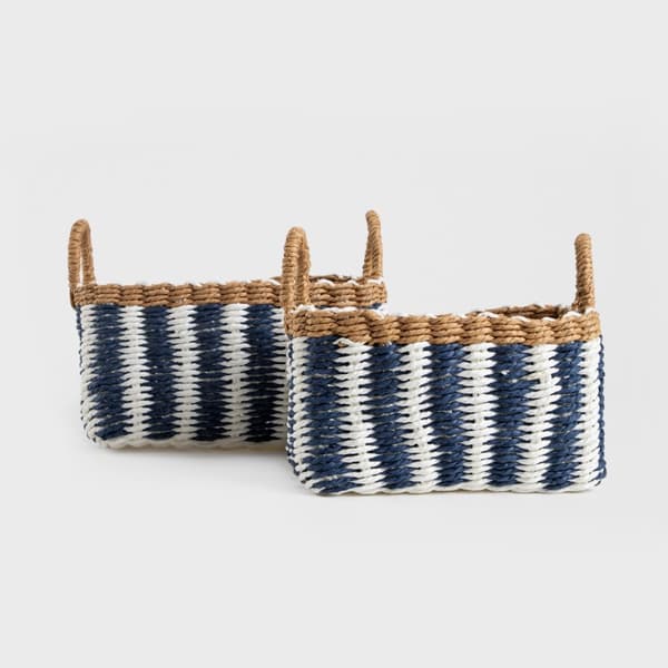 SENAR vävd förvaringskorg, blå, 2 st 28x19x15/22 cm / 25×16×14/21 cm