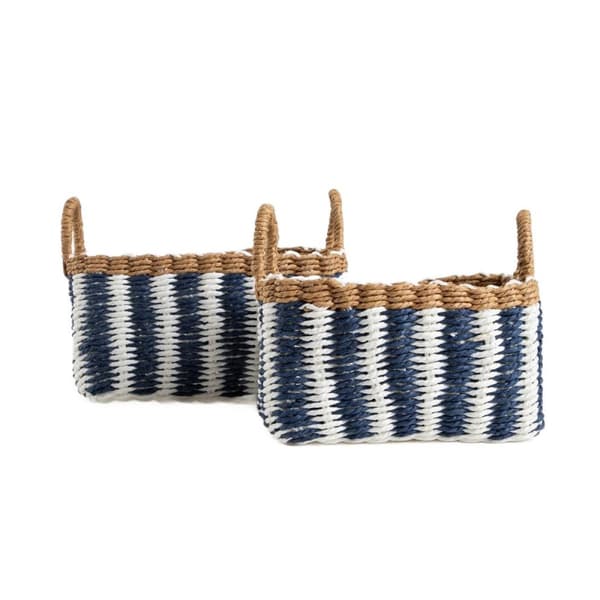 SENAR vävd förvaringskorg, blå, 2 st 28x19x15/22 cm / 25×16×14/21 cm