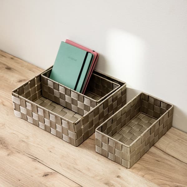 SORAN beige-säilytyskorisarja, 3 kpl 28x28x10 cm / 26x13x9 cm - 2 kpl.