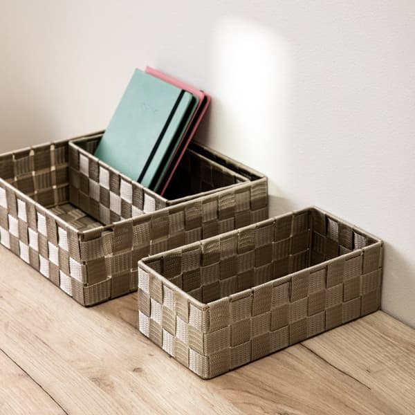 SORAN beige-säilytyskorisarja, 3 kpl 28x28x10 cm / 26x13x9 cm - 2 kpl.