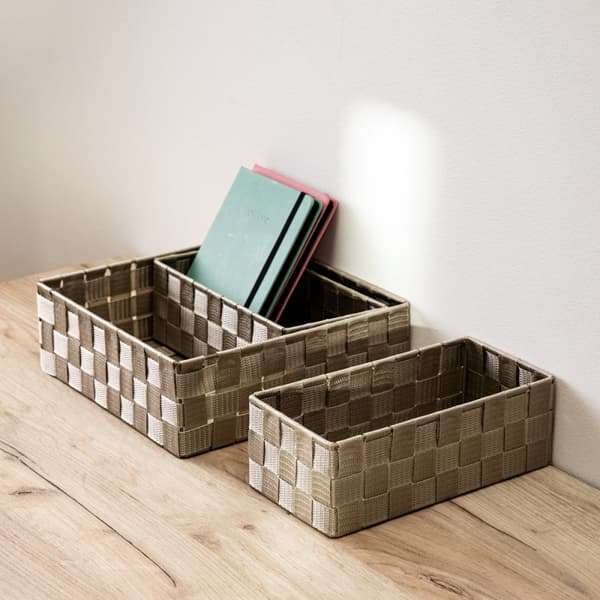 SORAN beige-säilytyskorisarja, 3 kpl 28x28x10 cm / 26x13x9 cm - 2 kpl.