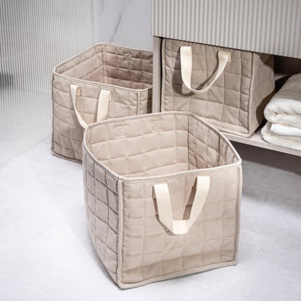 ERSEN förvaringskorg i bomull, 3 st 33x33x30cm / 30x30x28cm / 27x27x26cm