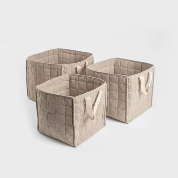 ERSEN förvaringskorg i bomull, 3 st 33x33x30cm / 30x30x28cm / 27x27x26cm