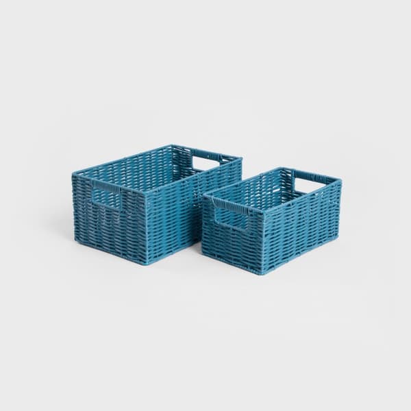 SORMI vævet opbevaringskurv, blå, 2 stk 30×20×14 cm / 25×15×14 cm