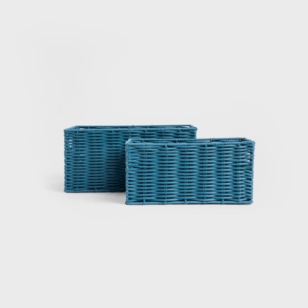 SORMI vævet opbevaringskurv, blå, 2 stk 30×20×14 cm / 25×15×14 cm
