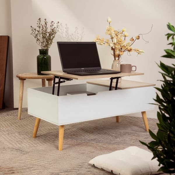 Sofabord | ANZABI | med løfteplade hvid | 105x50,5x43,5cm | 712050