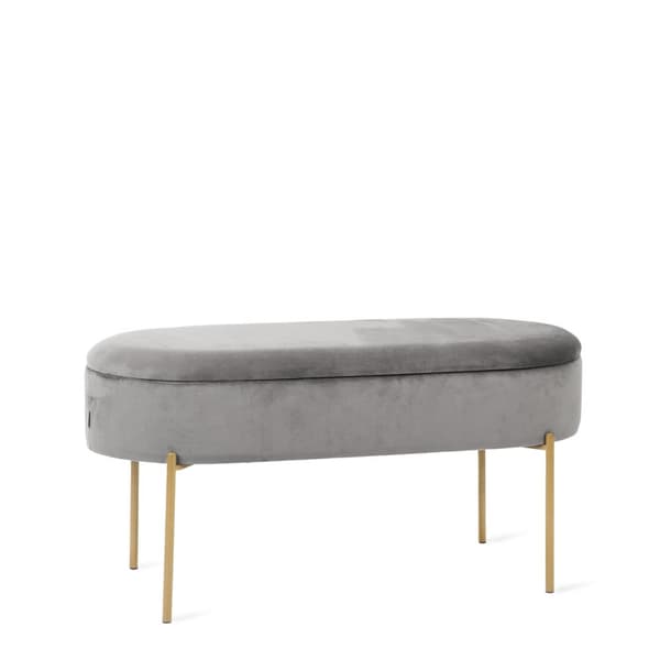 Penkki | LAYLA | sametinharmaa säilytystiloilla | 91,5x41x46,5 cm | 828312