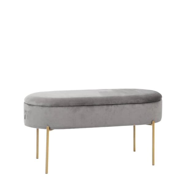 Penkki | LAYLA | sametinharmaa säilytystiloilla | 91,5x41x46,5 cm | 828312