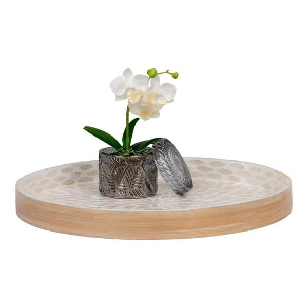 Bakke, Bambus/Capiz, 40x40x3.5 cm, Beige
