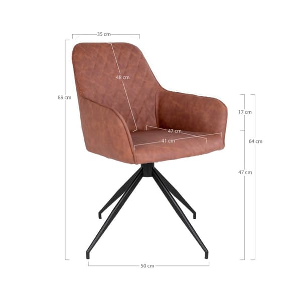 Ruokailutuoli, Harbo Swivel, 62x56 cm, Ruskea