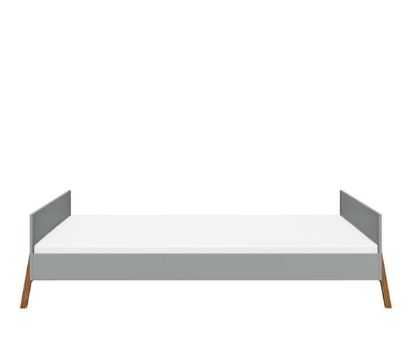 Barnsäng 90x200 cm i skandinavisk stil – grå/ek – med träram och valfri skyddsbarriär, Lotta
