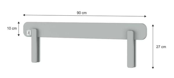 Beskyttelsesbarriere til tremmeseng - Hvid - Let at samle, børnesikker farve - 90 cm lang, Neutral Grey