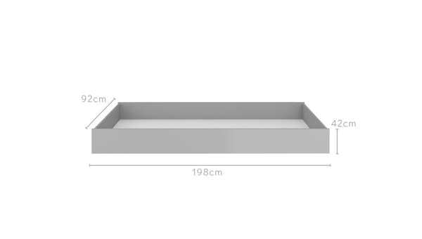 Barneseng Pinette 90x200 med opbevaringsboks - hvid/grå - skandinavisk design