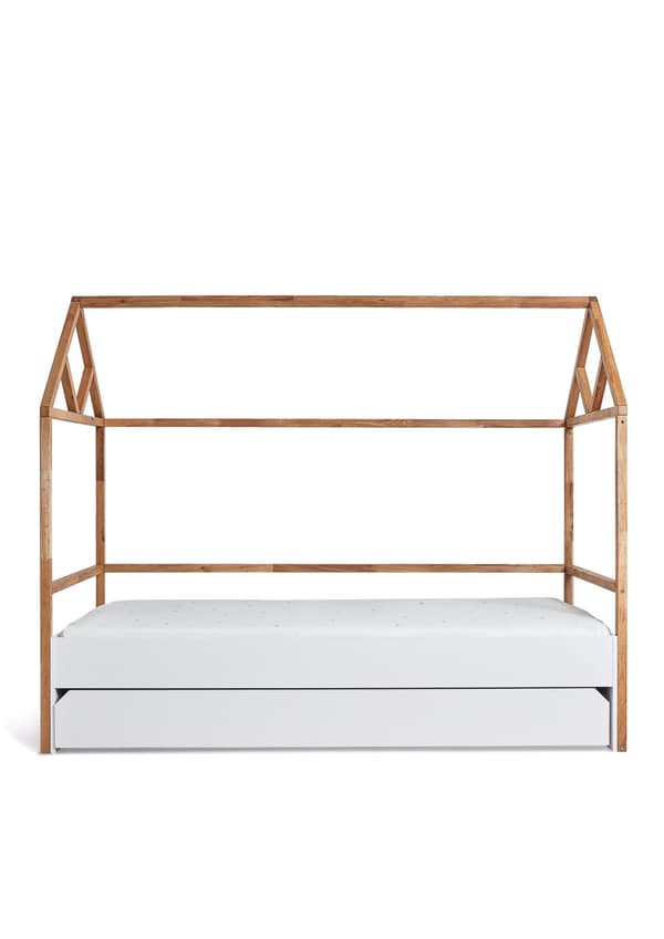 Barnsäng med Husformad Ram och Förvaringslåda - Lotta – Lämplig för Barn och Tonåringar (200x90 cm)