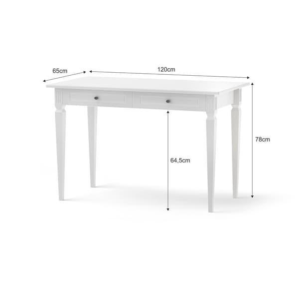 Bellamy – Ines eleganta vita skrivbord – Färg: Skrivbord