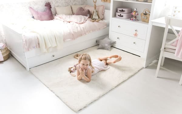 Enkel barnsäng 90x200 – Vit säng i klassisk design, Marylou-serien, snow bliss