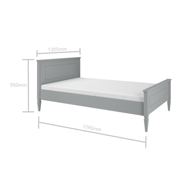 Seng Ines 120x200 cm - Klassisk design og sikkerhedsskinne til børn, hvid eller grå