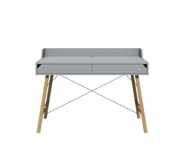 Skrivebord med 2 skuffer og kabelhul, grå - minimalistisk design til hjem og kontor