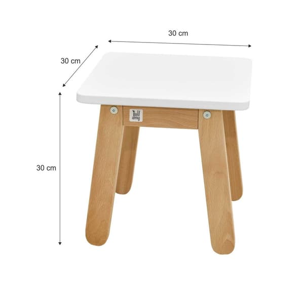 Woody børnebord og skammel til småbørn - ergonomisk og sikkert, i elegante farver, selvmontering elegant hvid