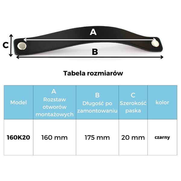 Møbelgreb 16 cm, læder, sort, Black Tree, møbelgreb + skruer